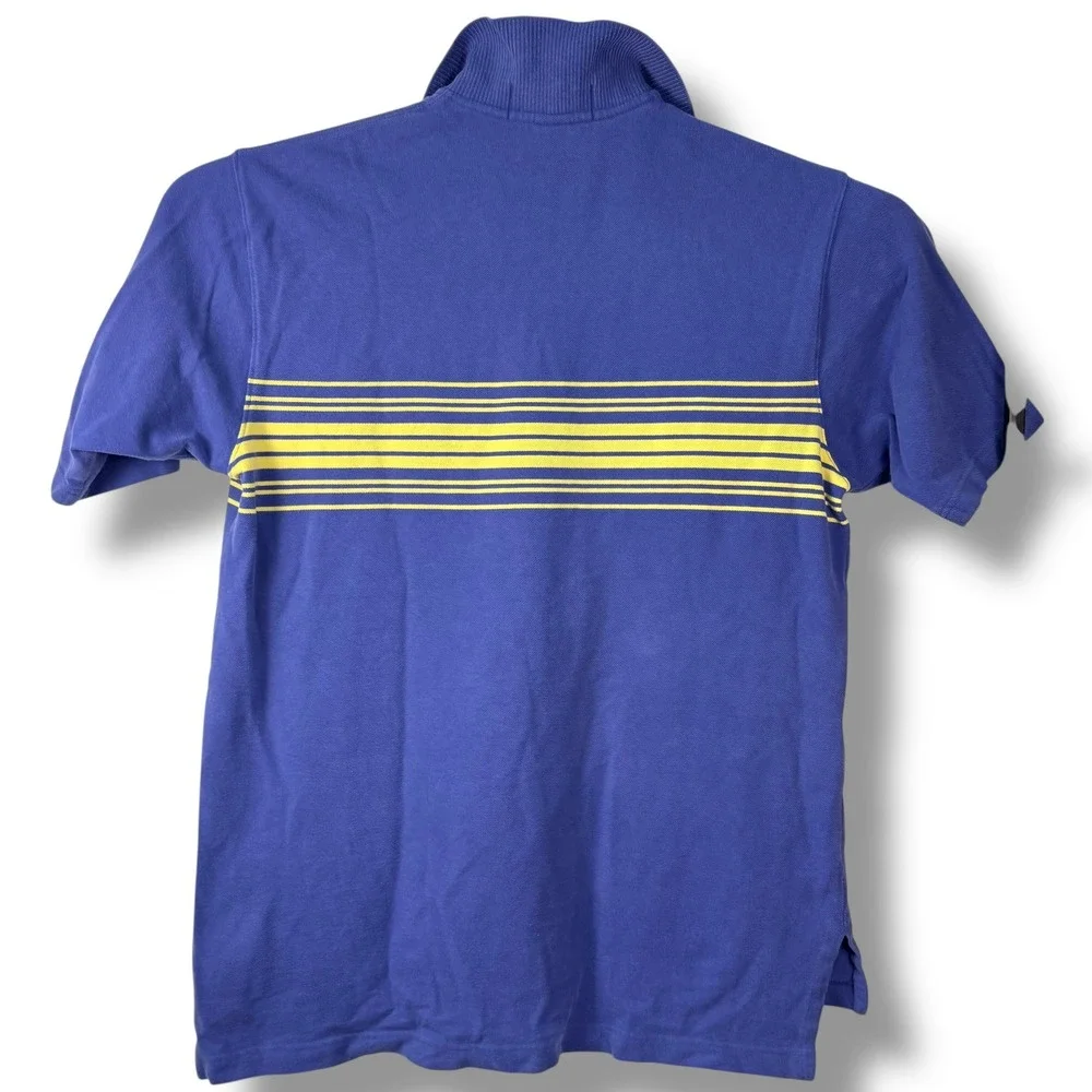 Vintage 90s Polo Sport Ralph Lauren Polo Shirt Men Large Blue Yellow Stripe Prep
